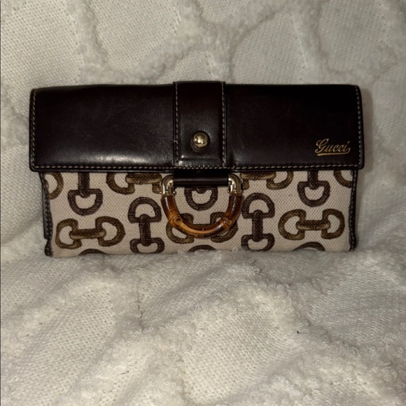⭐️Vintage Gucci Horse-bit Canvas Bamboo D-Ring Wallet⭐️ - Picture 3 of 13